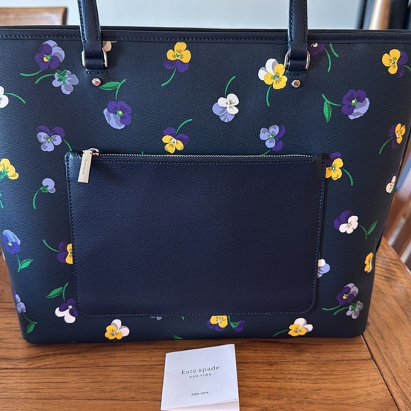 Kate Spade Navy Blue Floral Tote Bag. NWOT - Picture 2 of 4